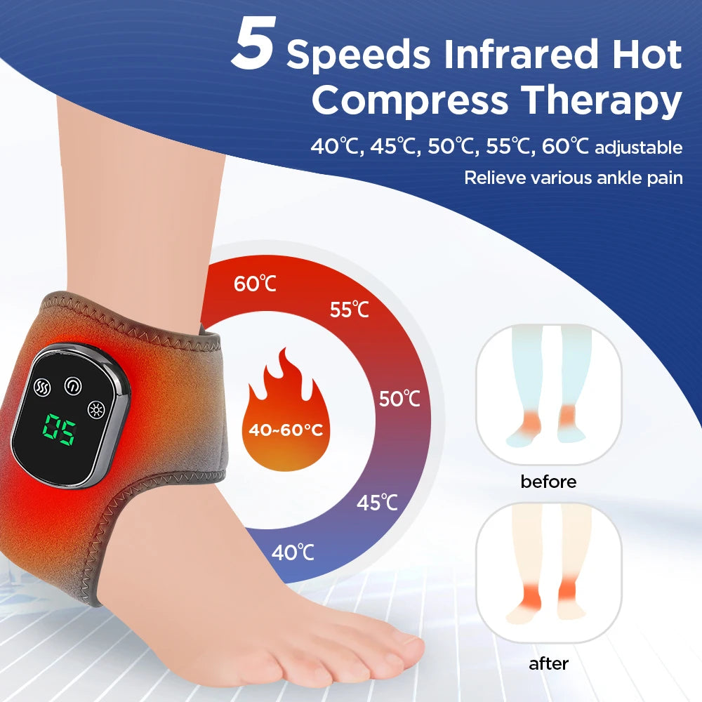 Novaya AnkleHeat™ — Masseur Chauffant Cheville & Pied (Chaleur + Vibrations • 3 niveaux)